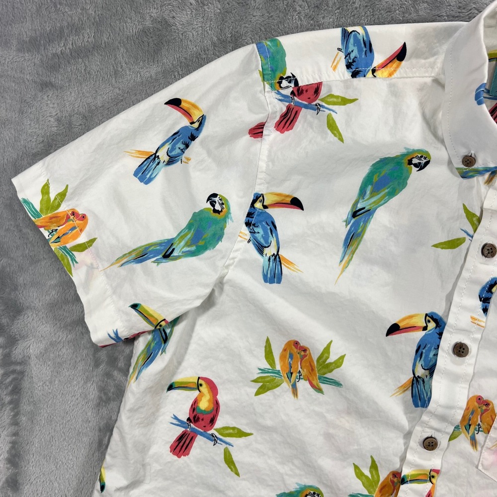 CHUBBIES Button Down Shirt Mens Small White Parrot Toucan Tropical - Picture 8 of 16